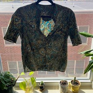 VTG high neck paisley blouse